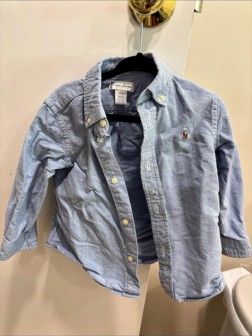 Ralph Lauren Cotton Oxford Button-Down Shirt Boys 24M Blue